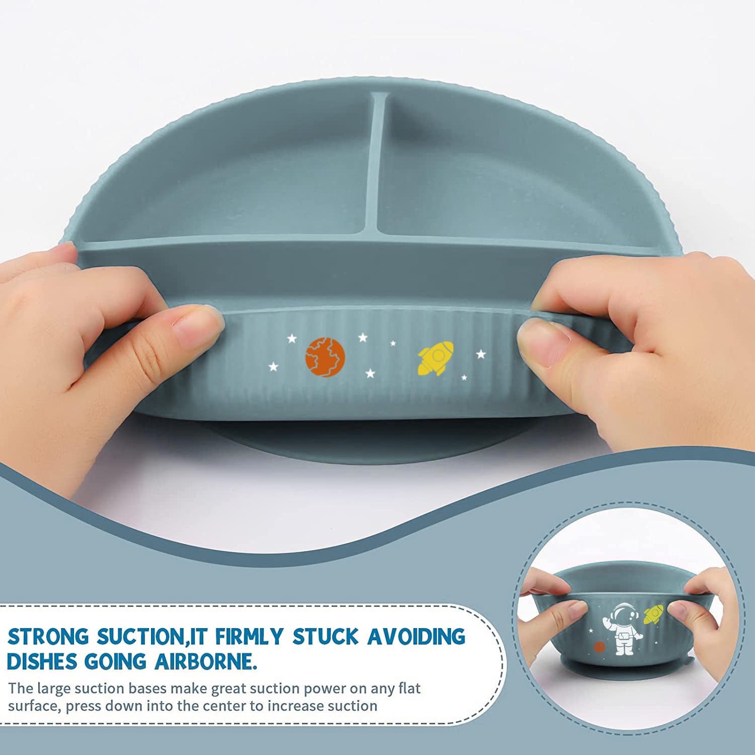 Baby Weaning Set including Pattern, Suction Bowls Sets, Silicone Baby Feeding Set - Image 3