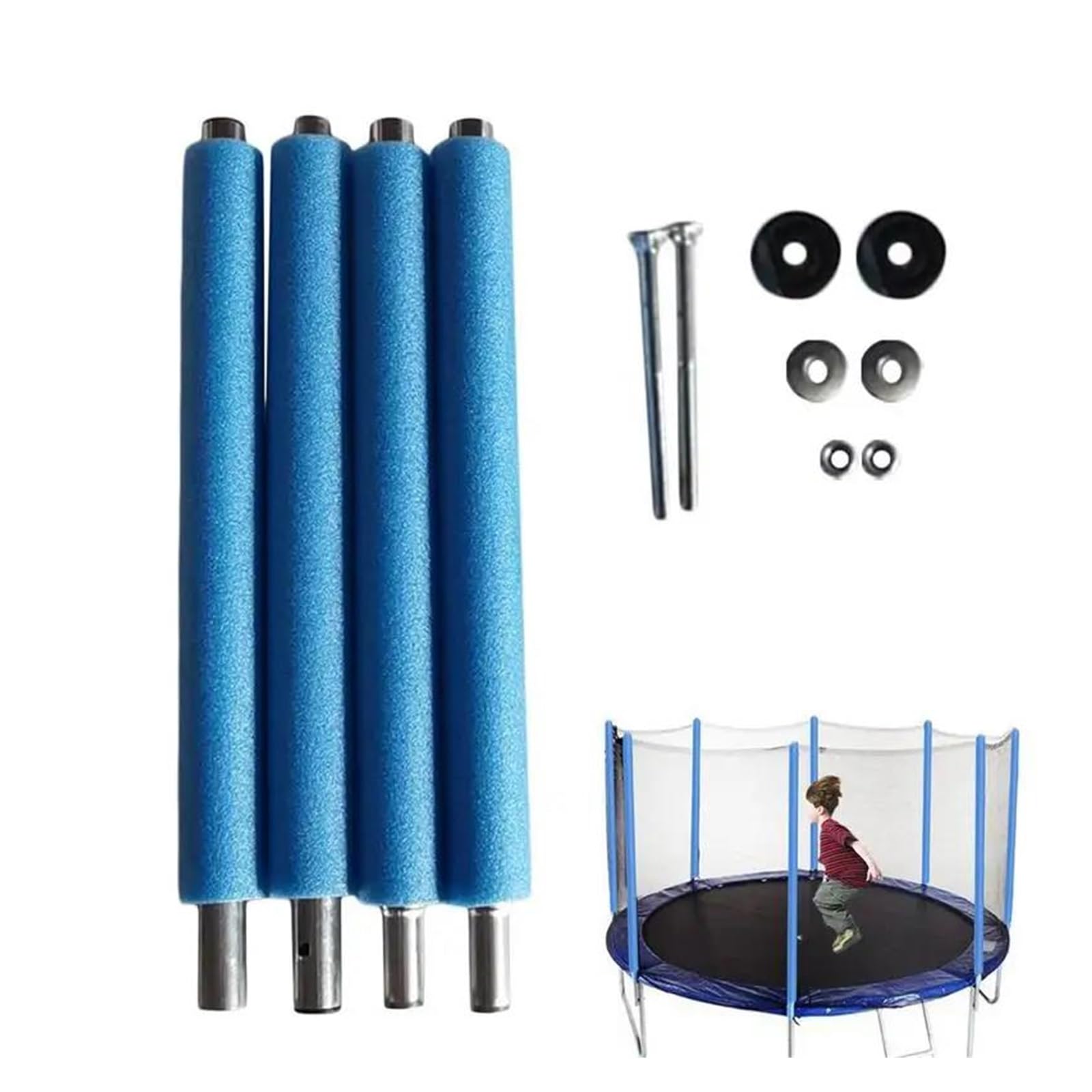 Colchoneta Recambio Exterior Trampolín Recinto De Repuesto De Trampolín Postes De Trampolín De Espuma Postes De Acero con Tornillos