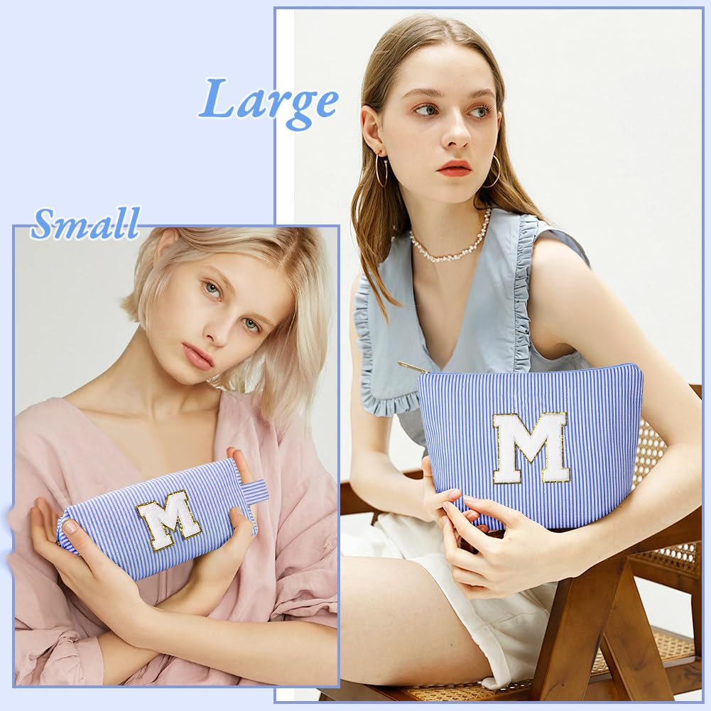 Aucuu Borsa per Cosmetici Donna, 2 Pezzi Trousse Trucchi Organizer, Personalizzata Iniziale, Pochette Trucchi, Borsa Cosmetica, Trousse da Viaggio, Regalo Compleanno Natale Ideale per Donna Ragazze