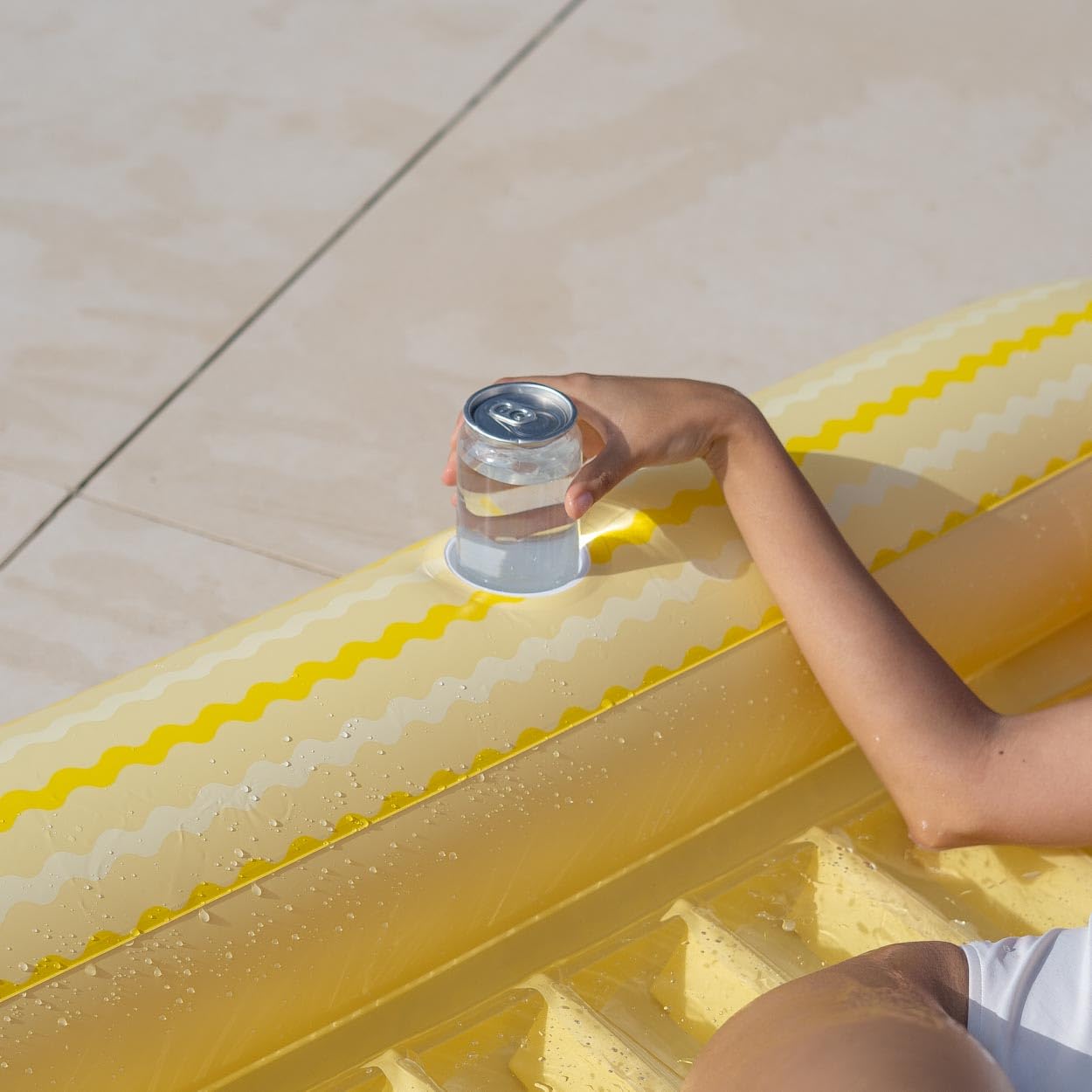 Flamingueo Materassino Mare - Tanning Pool Individuale - Portabicchieri Incluso - PVC Resistente - Dimensione Grande - Cuscino Smontabile