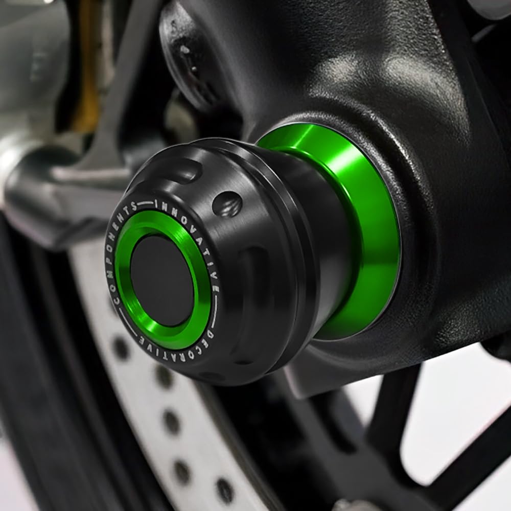 Modeer Motorrad Vor der Achsenschutzdeckel Kompatibel mit Ka.wasaki Ninja H2/R 2017~2024+ Z H2 2020~2024+ Vorderachse Gabel Rad Fallschutz ninja h2 zh2 Zubehör (grün)