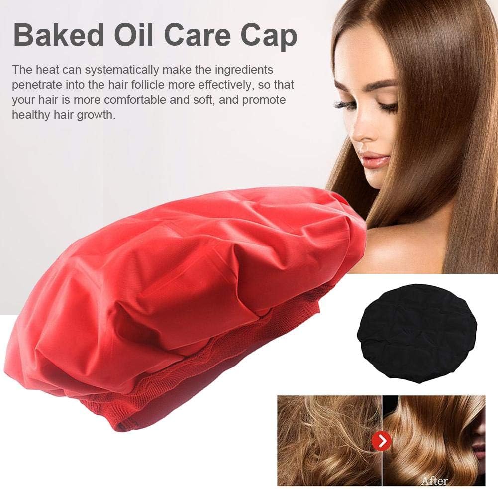 Dailyfun Cordless Deep Conditioning Heat Cap Microwavable Deep Conditioner Thermal Spa Hair Steamer Gel Cap, Black/Red