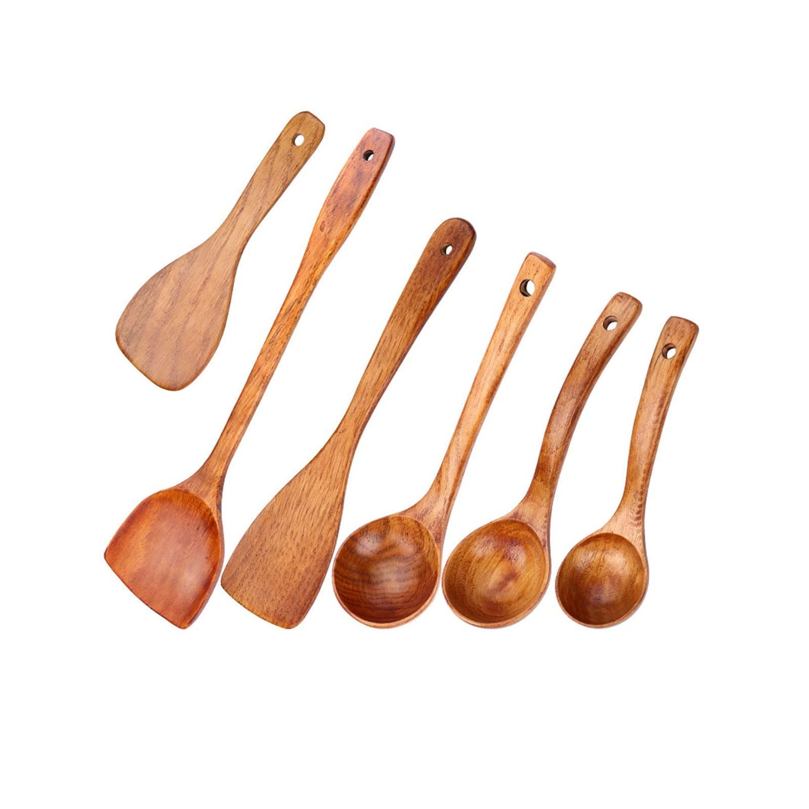 Cooking Utensils Spoons Spatulas 6 Pieces Sets Kitchen Wood Cooking Gadgets