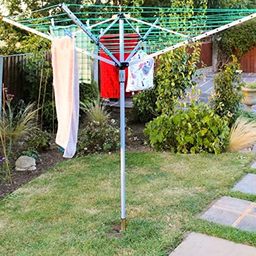 FLATRO Washing Line Spike with Plastic Adapter (32mm and 40mm) | Heavy Duty Metal Ground Spike Rotating Clothes Line for Washing Line Galvanized Garden Spike