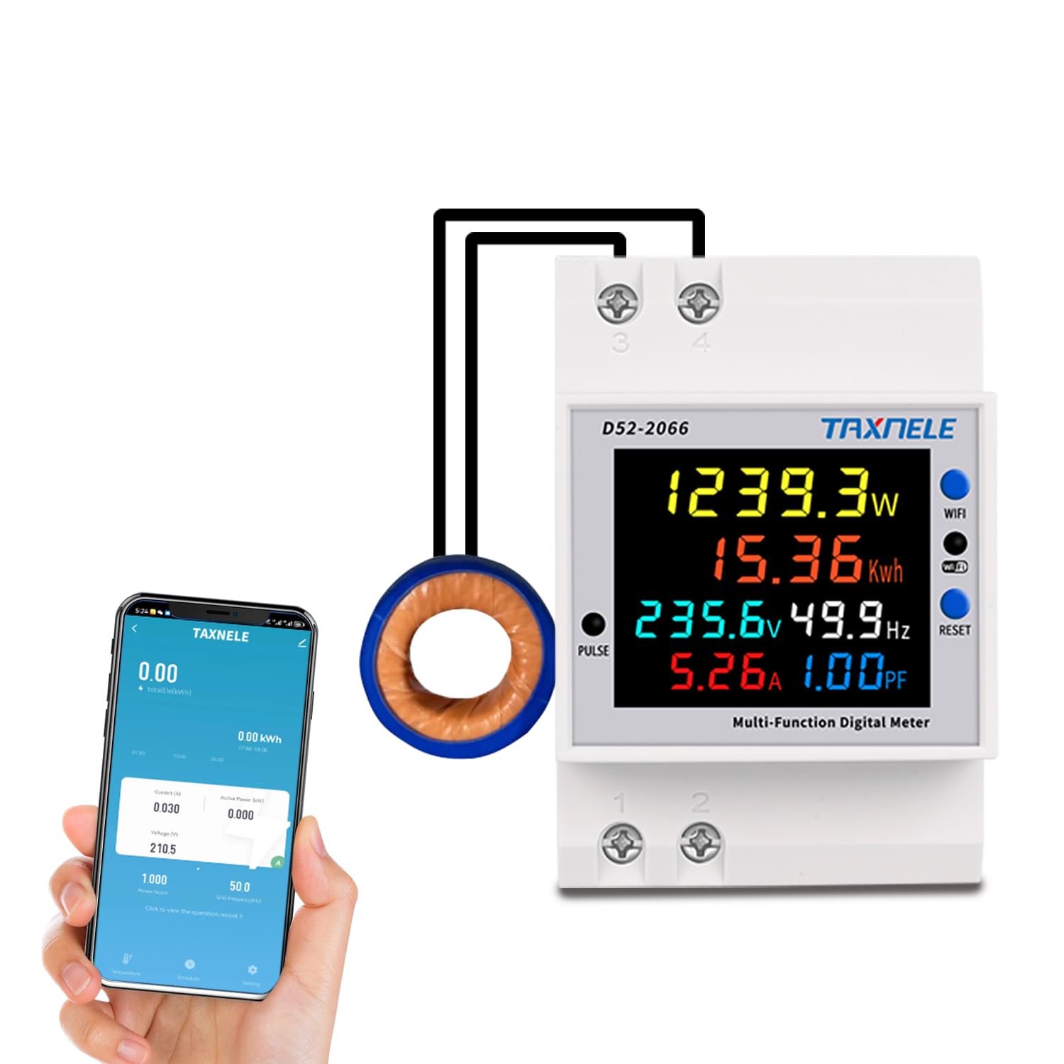 110V 220V 380V 100A Trilho Din AC Medidor De Energia Elétrica Tensão