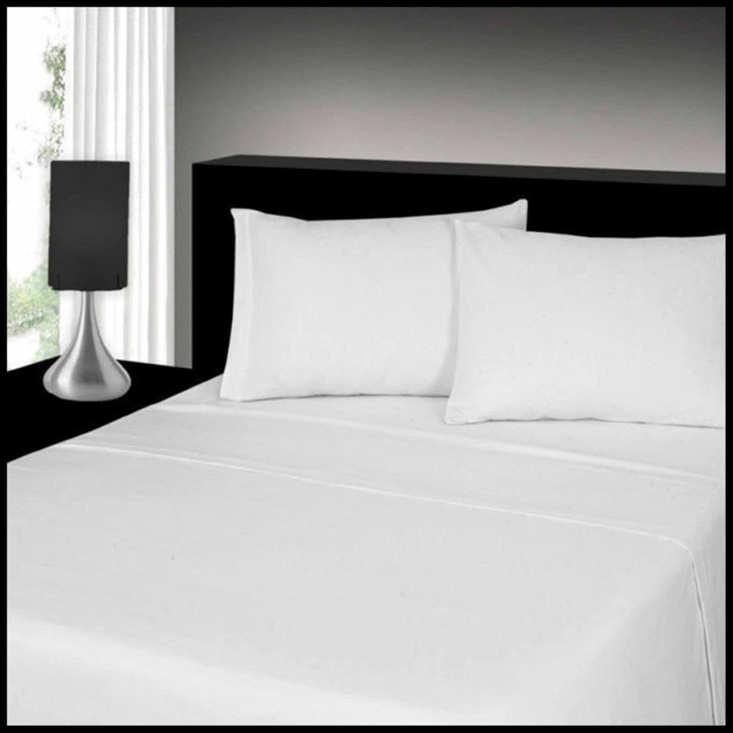 ARLINENS 4PC Flannelette Sheet Set - 100% Brushed Cotton soft, Warm Luxury in Warm Colors: Includes Fitted, Flat Sheets, 2x Pillowcases - Super King Size White
