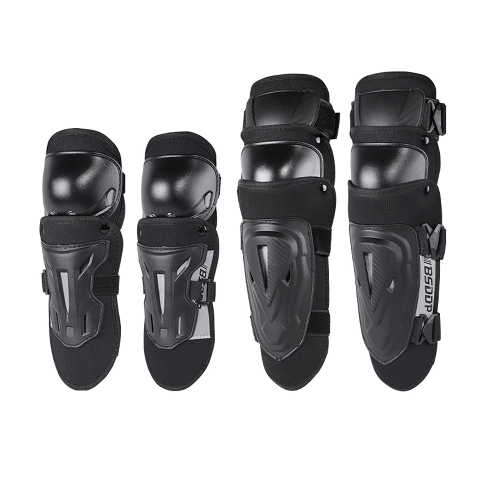 BSDDP 4 Pcs Motorcycle Riding Protective Gear, fall Windproof and Warm Adjustable Riding Knee and Elbow Pads with Reflective Strip for Moto ATV Sk