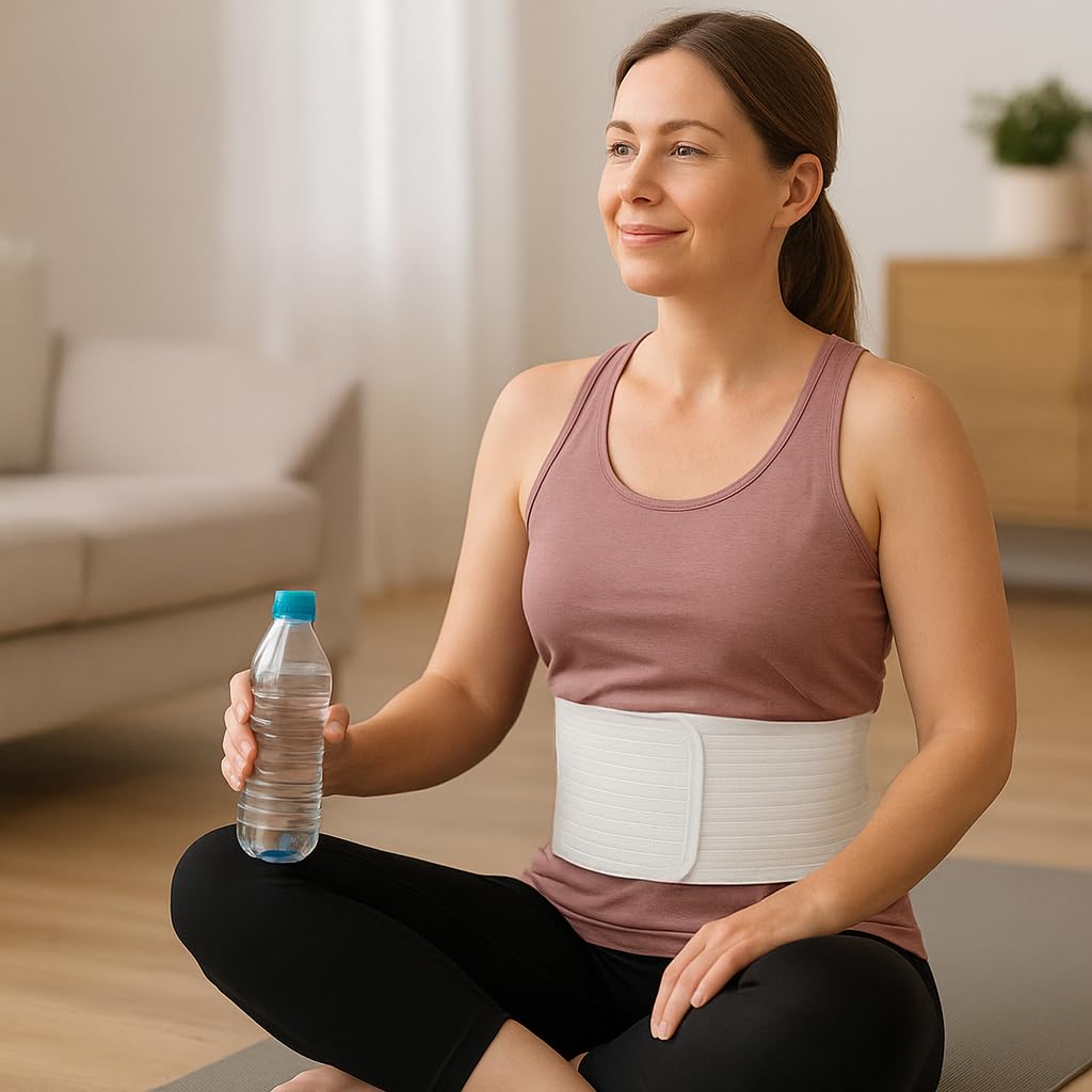 BODYPERFECT Fascia ernia ombelicale Pancera post operatoria Cintura post parto Elasticizzata A Strappo Altezza 20 Cm Made in Italy (Bianco, S)