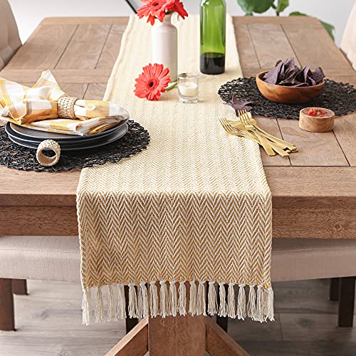 DII Woven Basic Tabletop Collection, Chevron Table Runner, 15x108, Honey Gold - Thumbnail 4