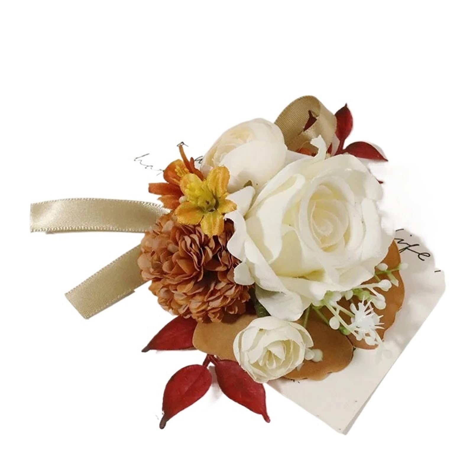 UJEDFHV Wedding Simulation Rose Corsage Vintage Boutonniere Wedding Fake Silk Rose Corsage Bracelet Ceremony Flowers For Proms