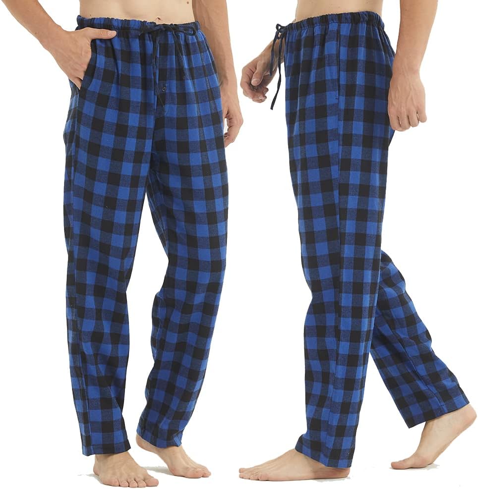 Flannel Mens Pajama Pants 3 Pack Cotton Red Plaid Pajamas Bottoms with Pockets Drawstring Lounge Sleepwear Christmas PJ - Image 3