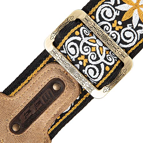M33 Guitar Strap Vintage Woven Collection Strap Set For Acoustic, Bass And Electric Guitars Includes Strap Button + Locks +Picks. Awesome Christmas Gift For Men & Women Guitarists #TOP3
