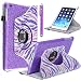 iPad Mini Case, iPad Mini Retina Case, Style4U [Everlasting Shine] Shiny Colorful Zebra Print Design 360 Rotating PU Leather Stand Bling Case Cover with Auto Sleep/Wake Function for Apple iPad Mini / iPad Mini 2 / iPad Mini 3 with 1 Style4U Stylus [Purple]