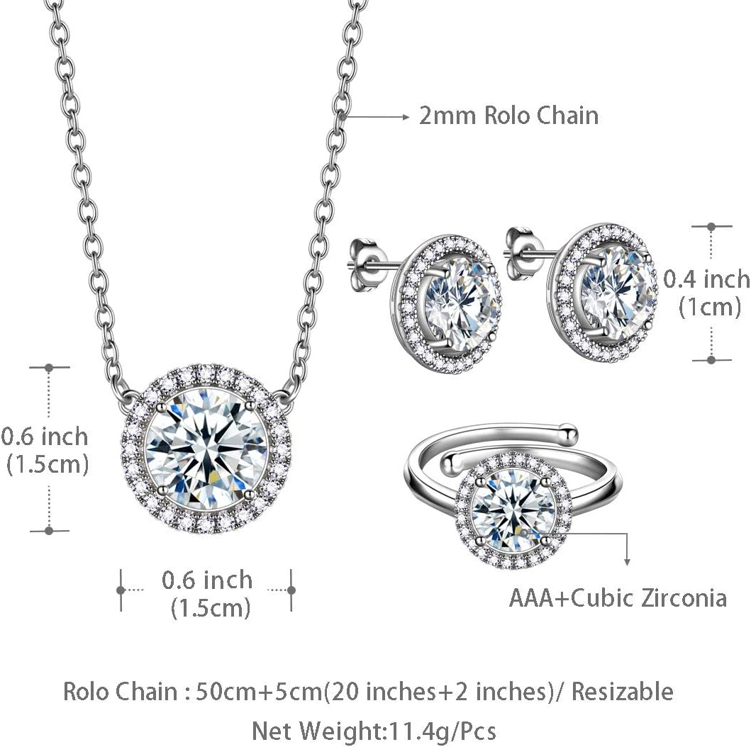 beautlace Birthstone Necklaces/Stud Earrings/Rings/Bracelets/Jewelry Sets Silver Plated Round Shape Birthstone Pendant Jewelry Birthday Gifts for Men and Women