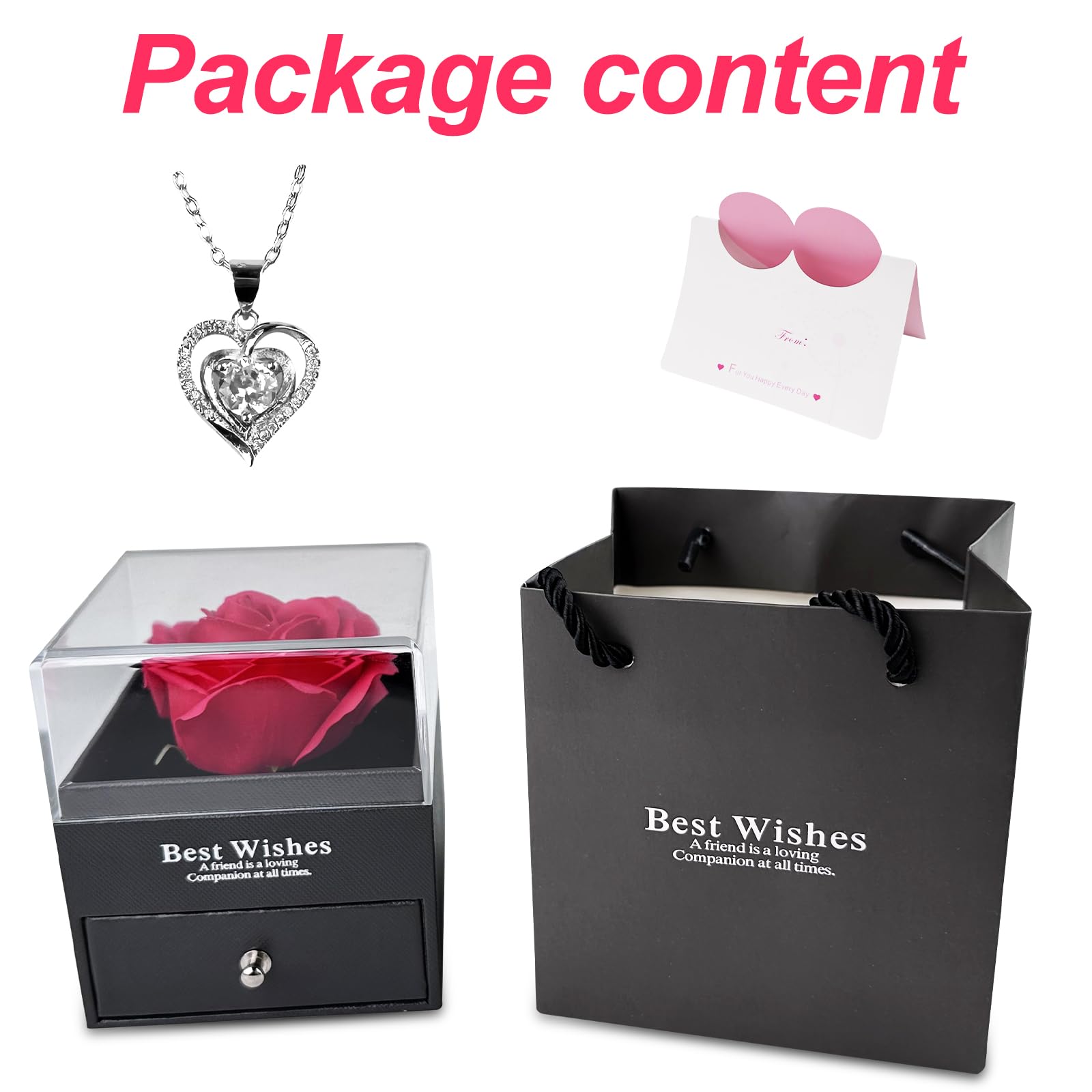 Preserved Forever Rose – Scatola Regalo Con Rosa Conservata E Collana Iniziale A Cuore – San Valentino - copertina