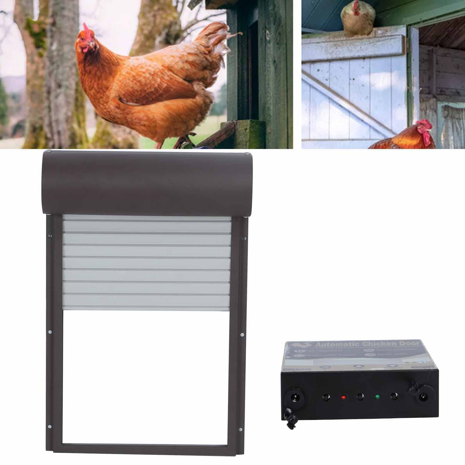Yosoo Health Gear Automatyczne Drzwiczki do Kurnika, Metalowe, z Timerem, Zasilane baterią, Brązowe, 14,6 X 9,7 Cala, Wyświetlacz LED HD, Tryb Ręczny dla Zaopatrzenia Siedlisk Drobiu na fermie.
