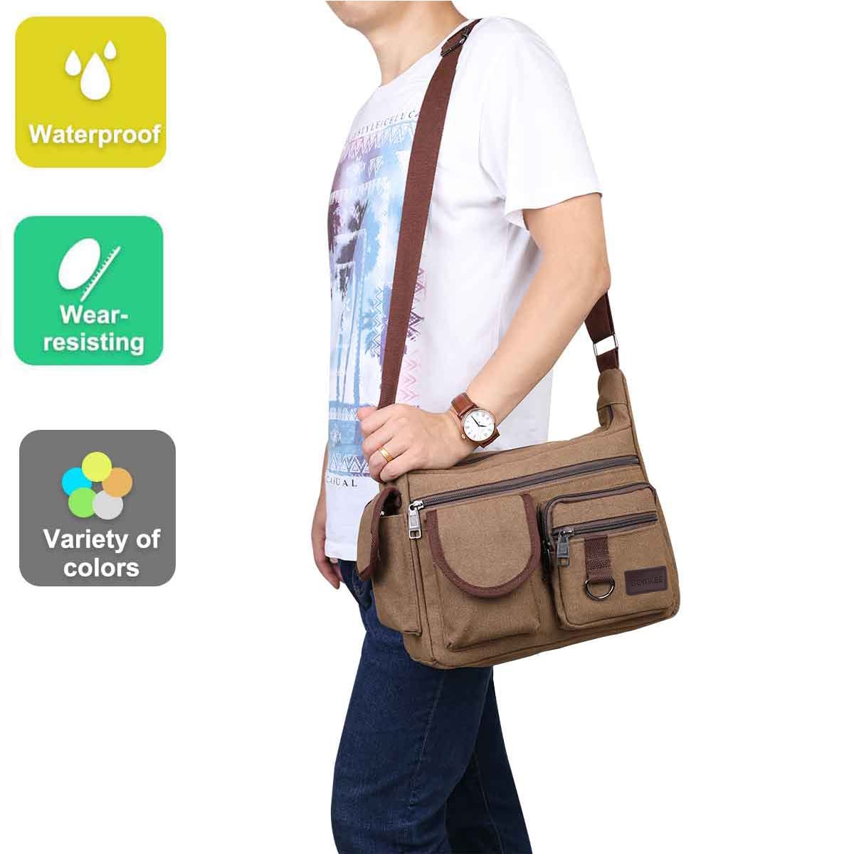 Bolso bandolera para hombre, bolso de mensajero, bolso de escuela, unisex, vintage, lona, para hombre, impermeable, bolsa de teléfono para viajes, ocio, deporte