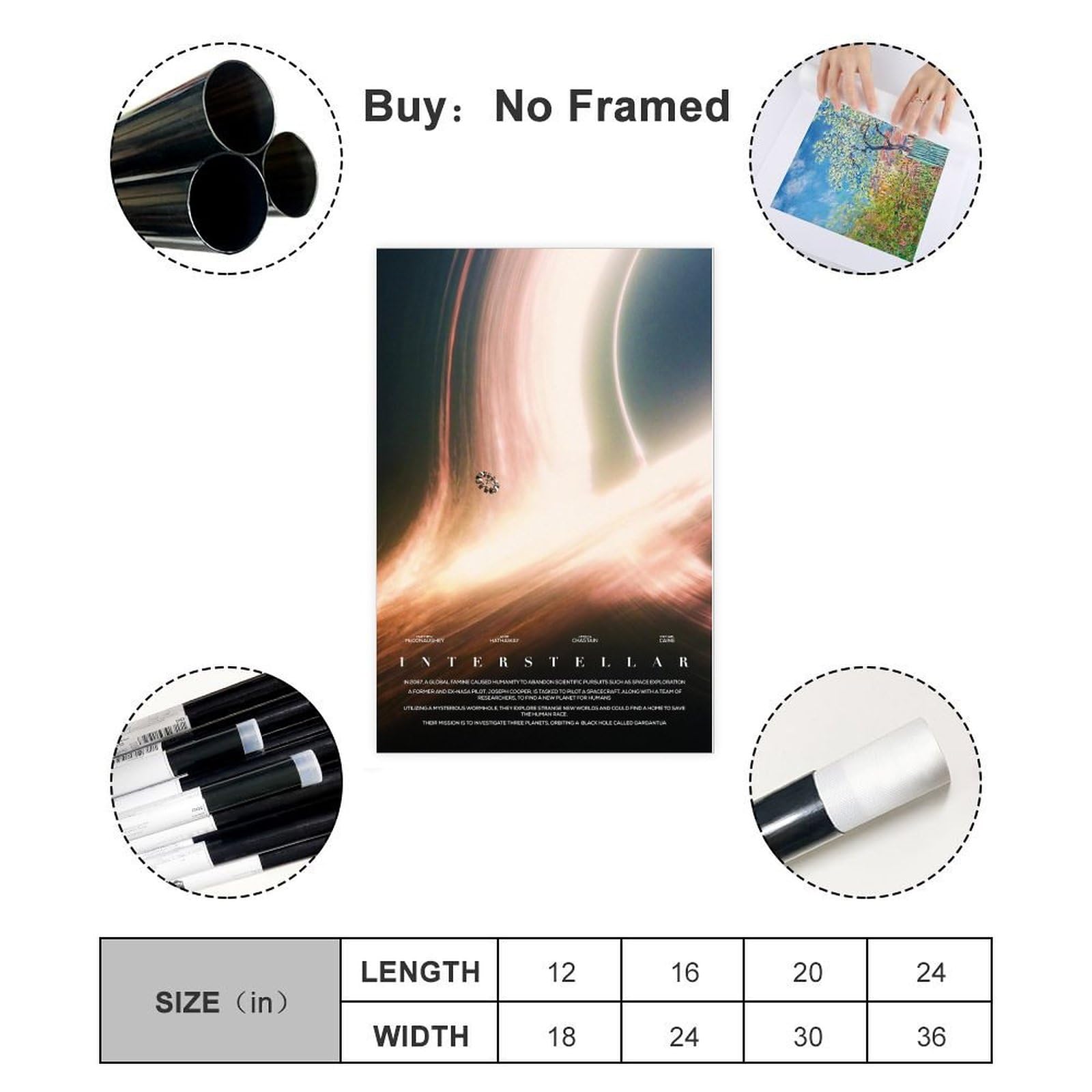 Poster Toile Interstellar 29× Art Cinéma 30×45 Cm - Décoration Murale Chambre Sans Cadre