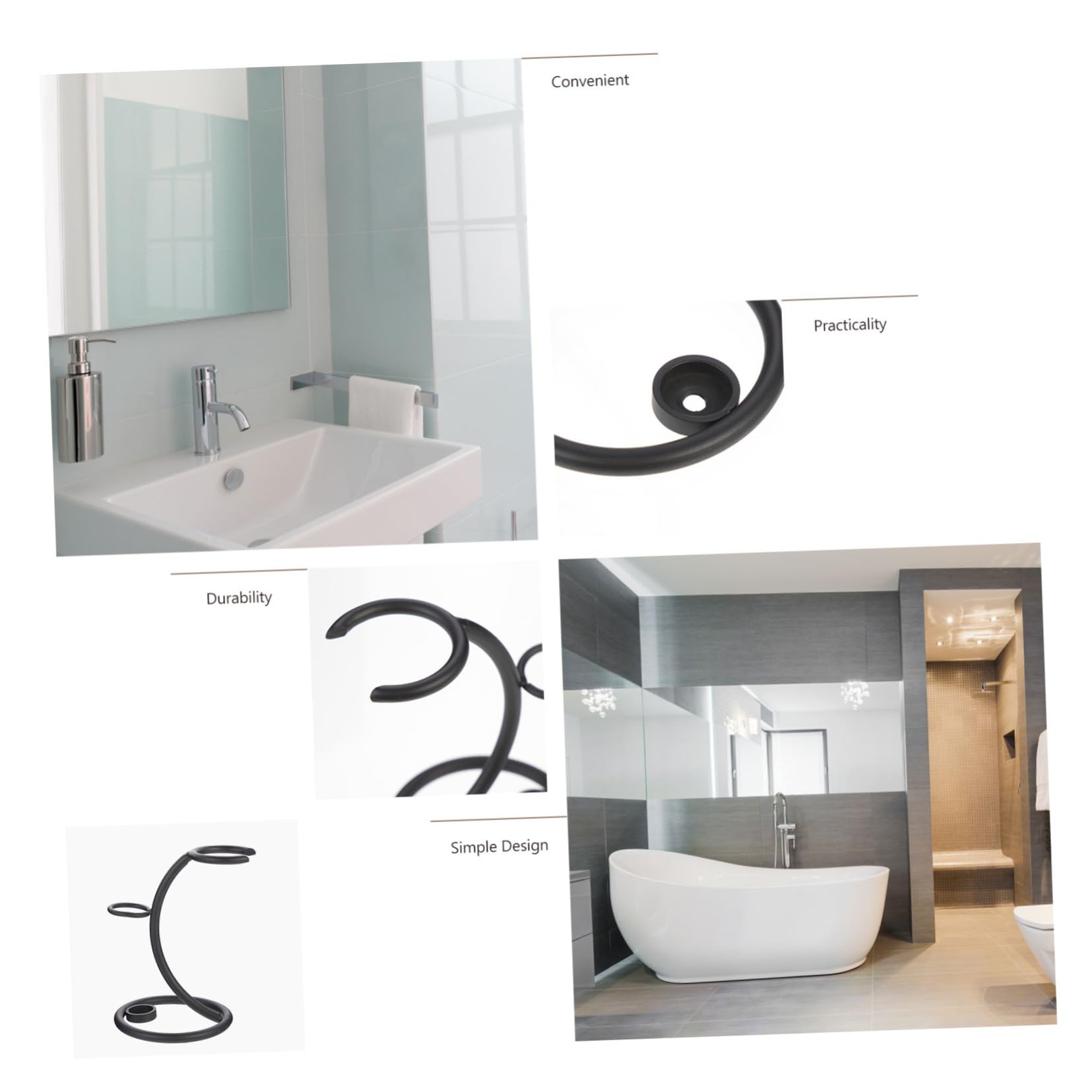 DOITOOL Beard Organizer Holder Brush Holder Easy to Use Nonslip Base Space-saving Design Black