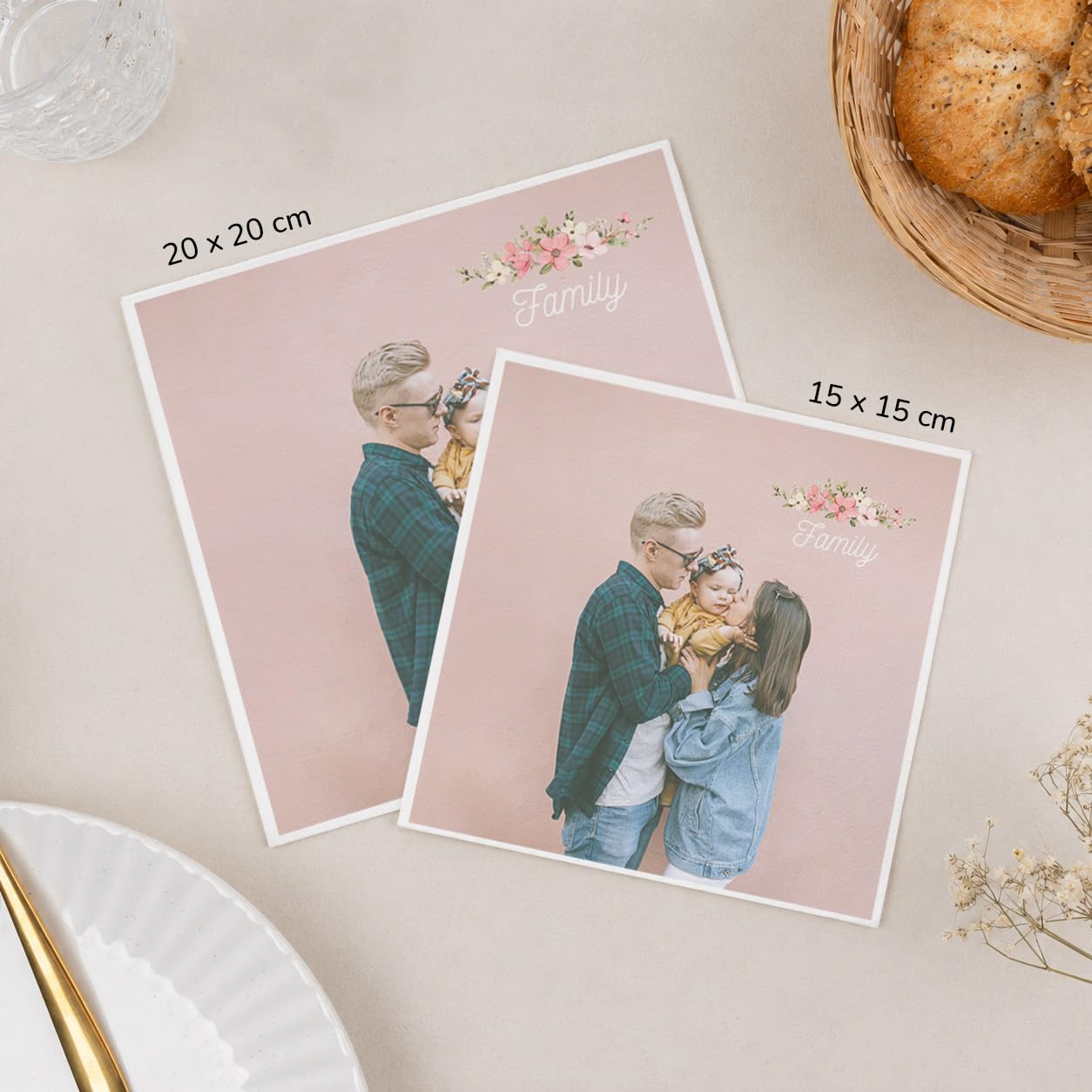 Wanapix | Servilleta de Papel Personalizada | Pack 10 Unidades | Personalizado con Foto y Texto | Logo Empresas | Decoración Eventos | 3 Capas
