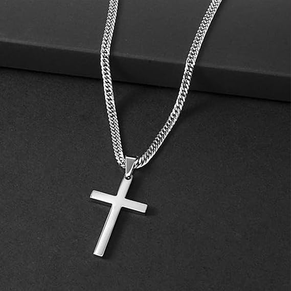 Cross Necklace for Men,Stainless Steel Cross Chains Necklace Men Women Silver/Gold/Black Cross Pendant 28 * 15mm-50 * 30mm