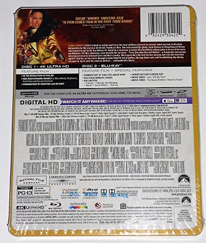 Tomb Raider: The Cradle of Life 4k Ultra HD and Steelbook -No Digital