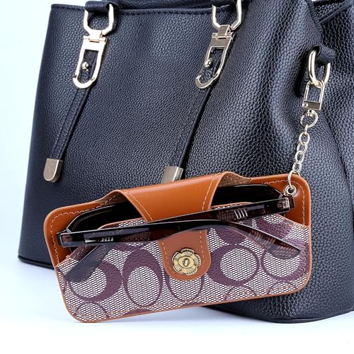 Image of Leather Sunglasses Pouch with Holster Clip, Portable Eyeglass Organizer Pouch Bags for Travel Hanging Backpack