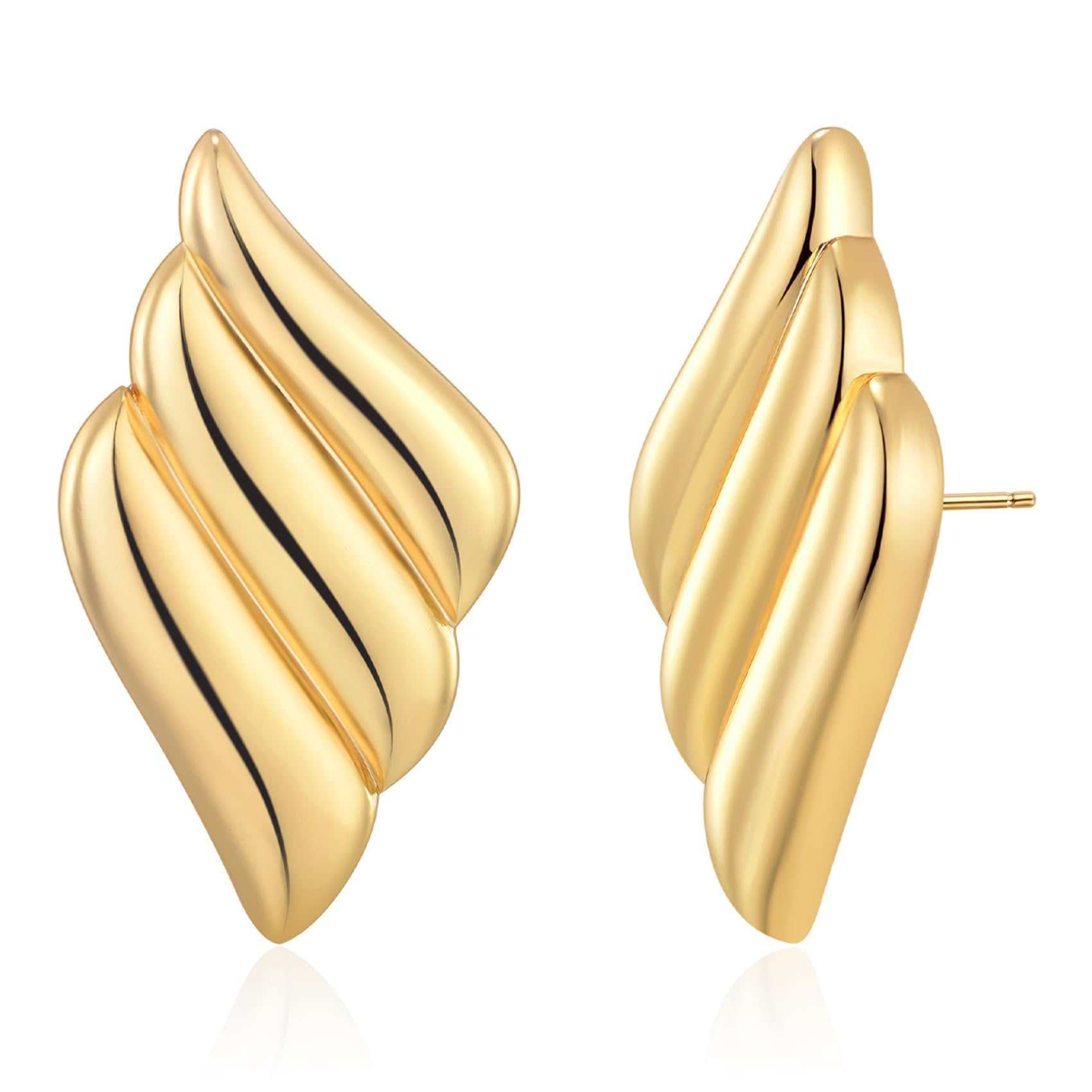 cuspitumGold Statement Eearrings Large Chunky Gold Stud Earrings Vintage Earrings for Women Trendy Wing Square Shell Geometric Earrings Jewelry Gift for Women