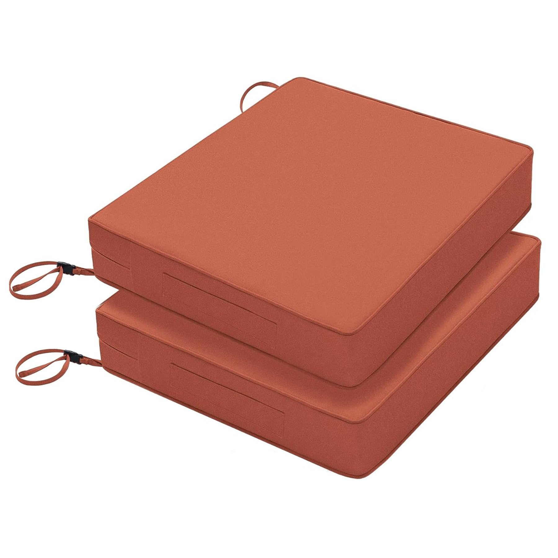 Favoyard Patio Chair Cushion 18.5 x 16 x 3 Inch Waterproof Outdoor Seat Cushions for Patio Furniture 3-Year Color Fastness Garden Sofa Couch Chair Pads with Handle & Adjustable Straps Set of 2, Spice