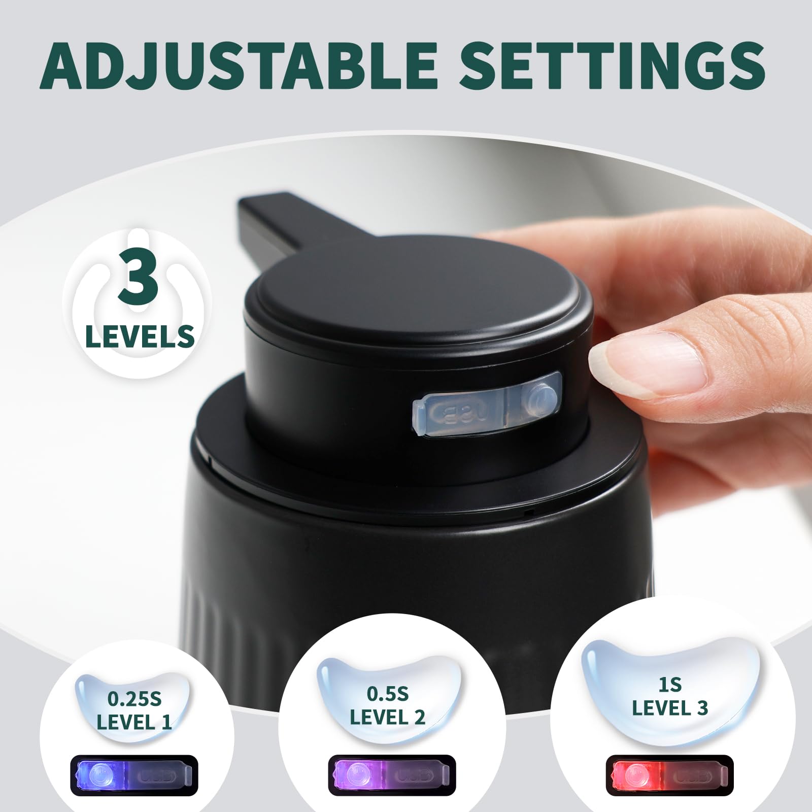 BosilunLife Dispenser automatico di sapone in ceramica con ugello a pompa esteso, 3 livelli regolabili, dispenser di sapone liquido per lozione touchless, per bagno e cucina, design ondulato goffrato