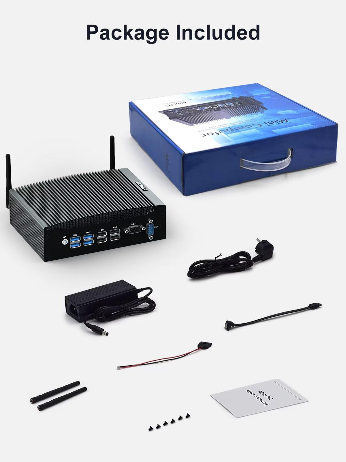 WEIDIAN Senza Ventola Industriale PC, Industriale PC Core i5 8350U, Mini Computer Win 11, Dual HD Display Output, 2RJ45 LAN, 8USB, 2RS232 COM, WiFi, BT, VESA, Linux (32GB RAM 512GB SSD 1TB HDD)