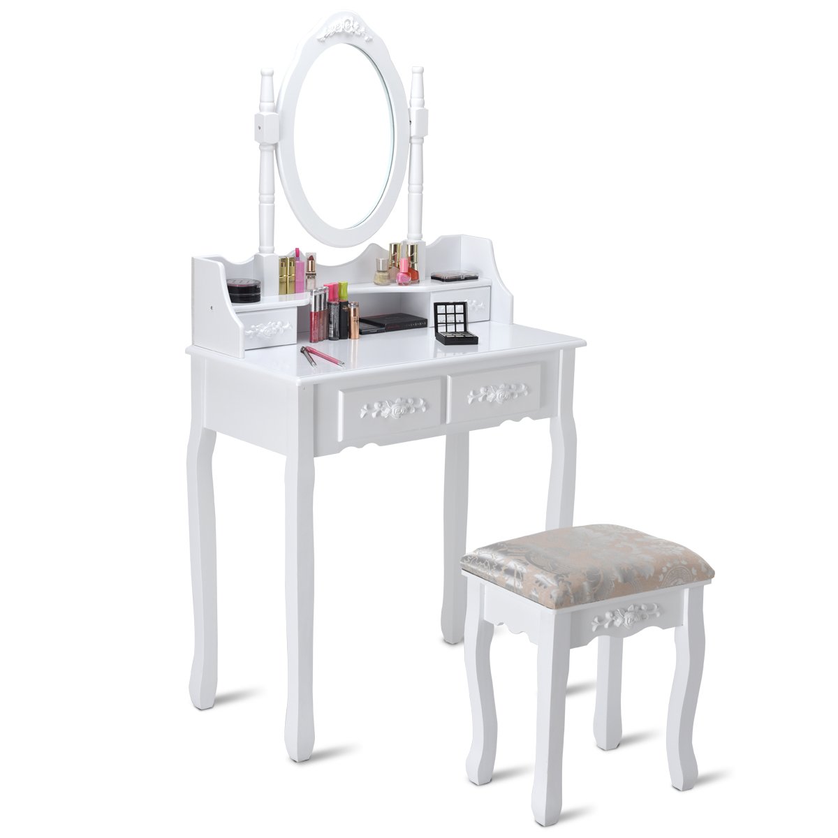 Giantex Vanity Table Set With Oval Mirro Buy Online In Cambodia At Desertcart