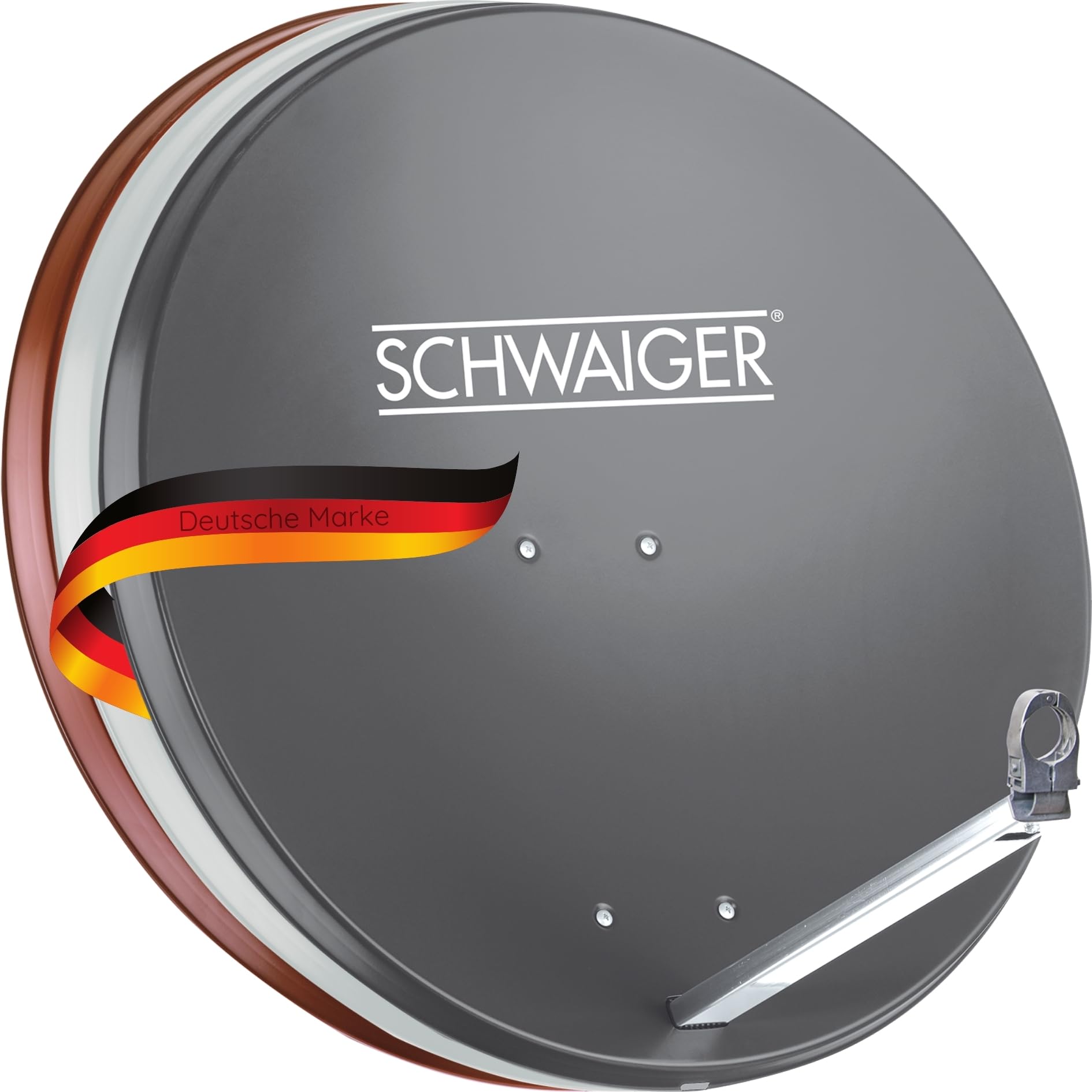 Schwaiger 714197 Digital Sat antena (75 x 85 cm) con LNB de brazo y Mash Projector, antracita, espejo de aluminio – para recibir DVB-S/S2 en Full HD, 3d y 4 K (Ultra HD)