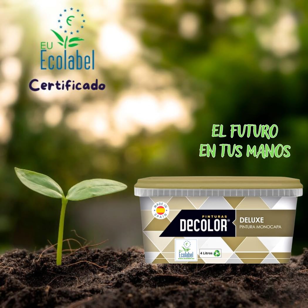 DELUXE Pintura de Interior Monocapa Mate. 4 Litros. Ecológica con Certificado Ecolabel. LILA SUAVE