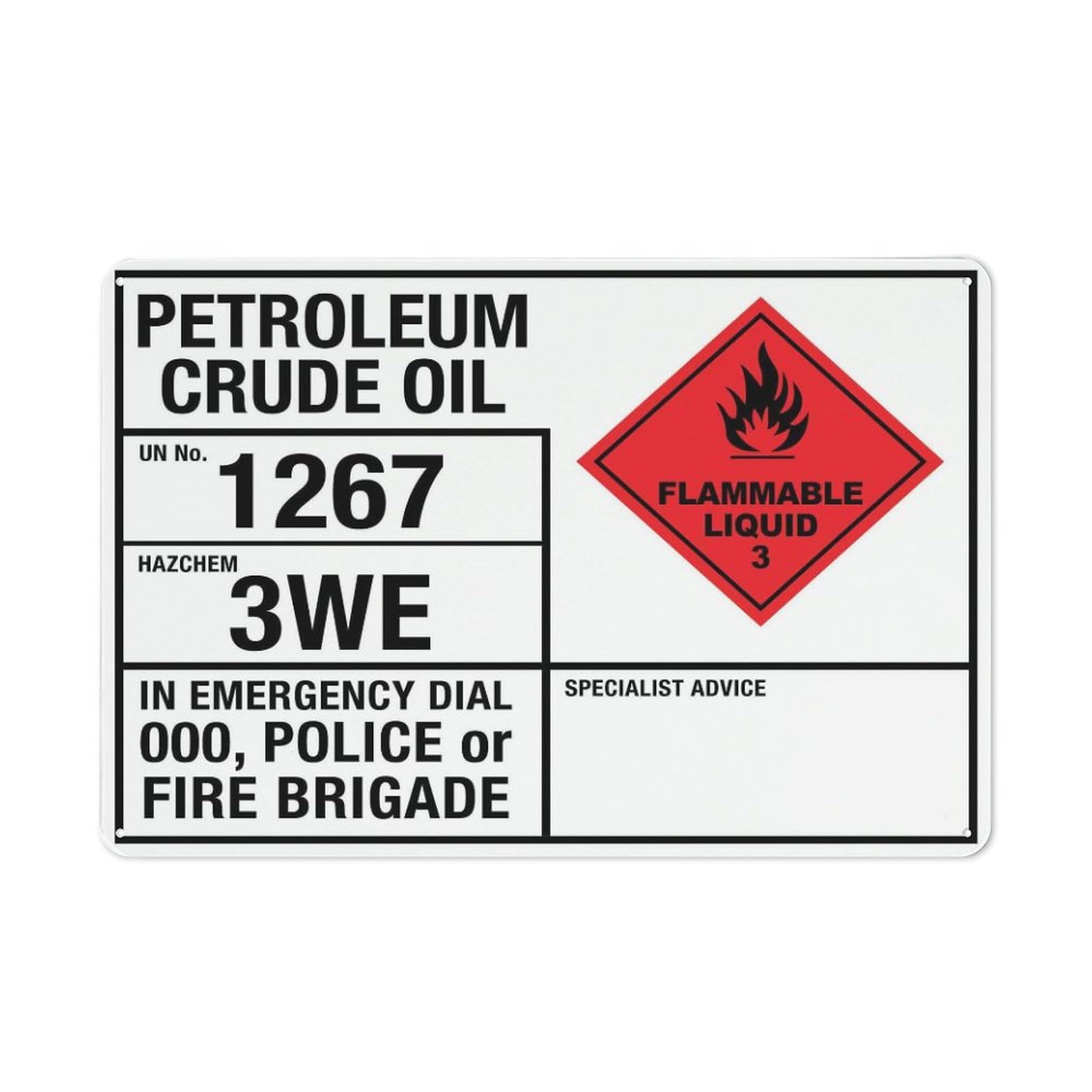 Xewazd A2026 Petroleum Crude Oil 1267 3We Emergency Information Retro 8"X12" Metal Tin Sign - Playful Wall Decor For Shop, Garage, Yard & Man Cave