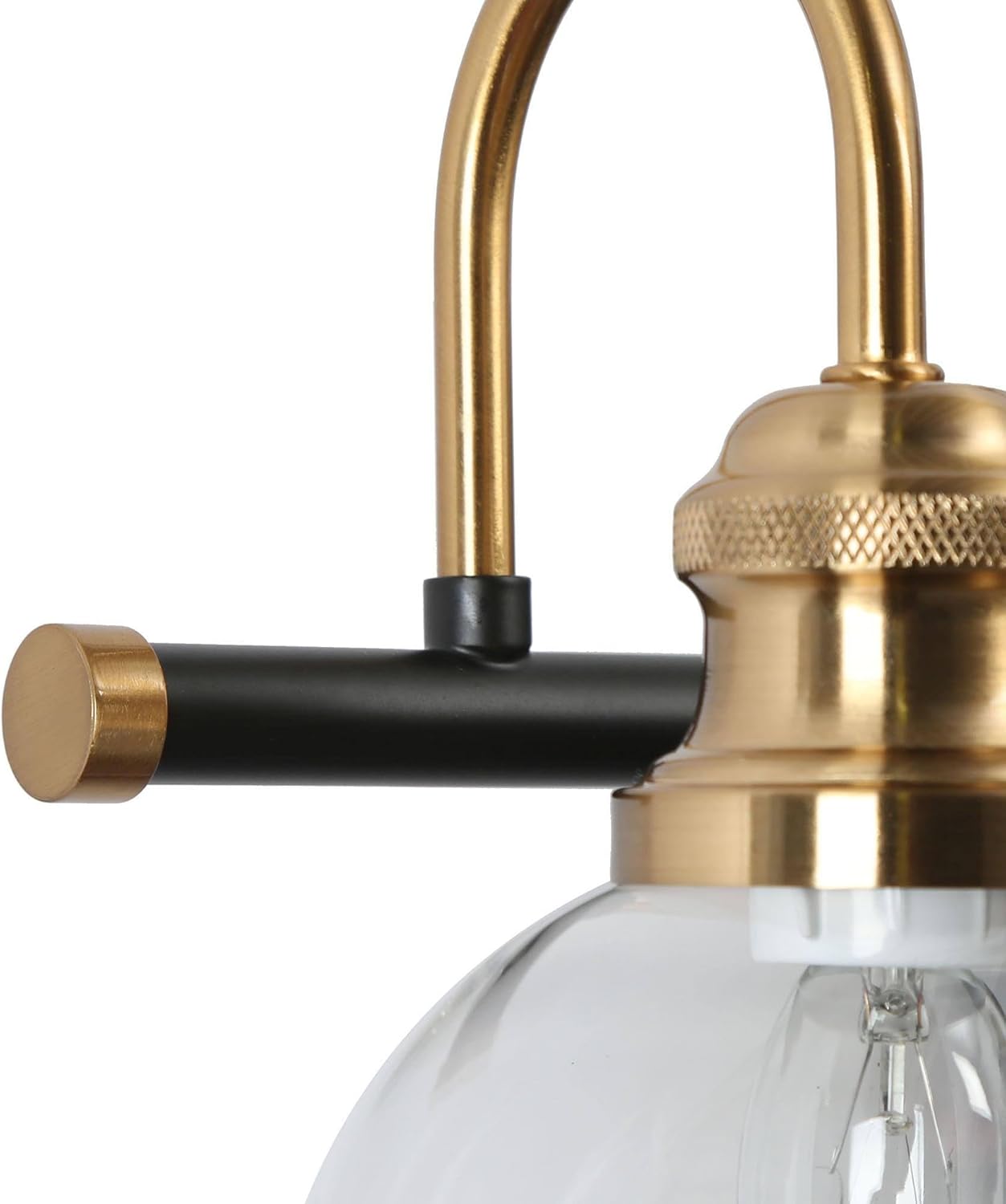 KSANA Black Gold Vanity Light, Modern 3-Light Bathroom Light Fixture with Clear Glass Globes, Electroplating Brass 22”L Vanity Lighting Over Mirror