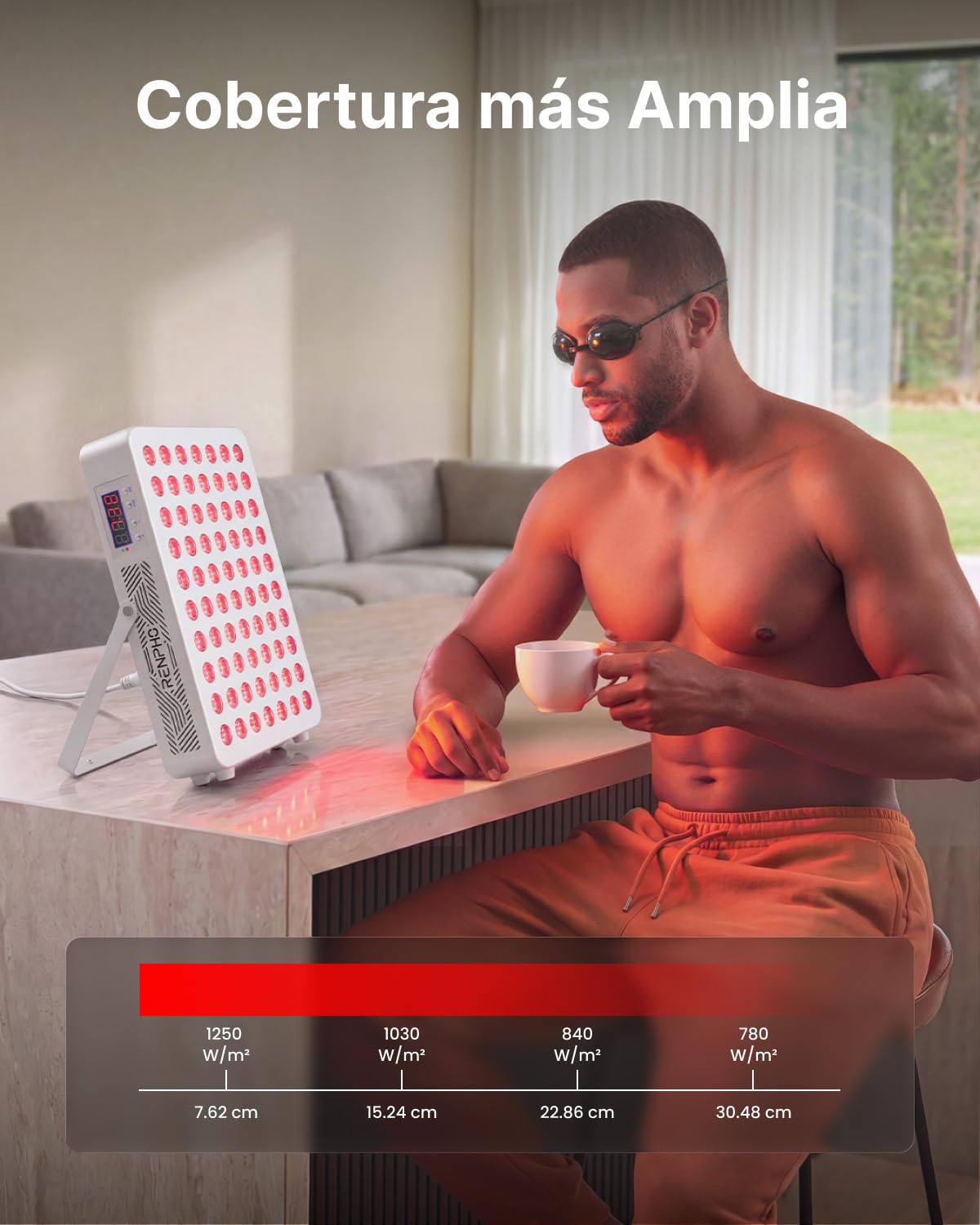RENPHO Lámpara de luz roja, lámpara de panel, 70 LEDs Doble Chip 5W