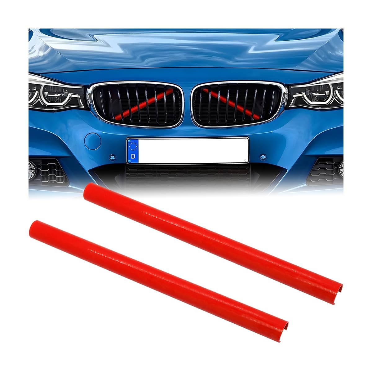 R-timer 2 Pcs Car Front Grille Trims for BMW 2 Series Gran Coupe Long (F78) 2025 2026, Grill Insert Trim Stripe Front Grille Trim Strips Styling Decoration Accessories Plastic