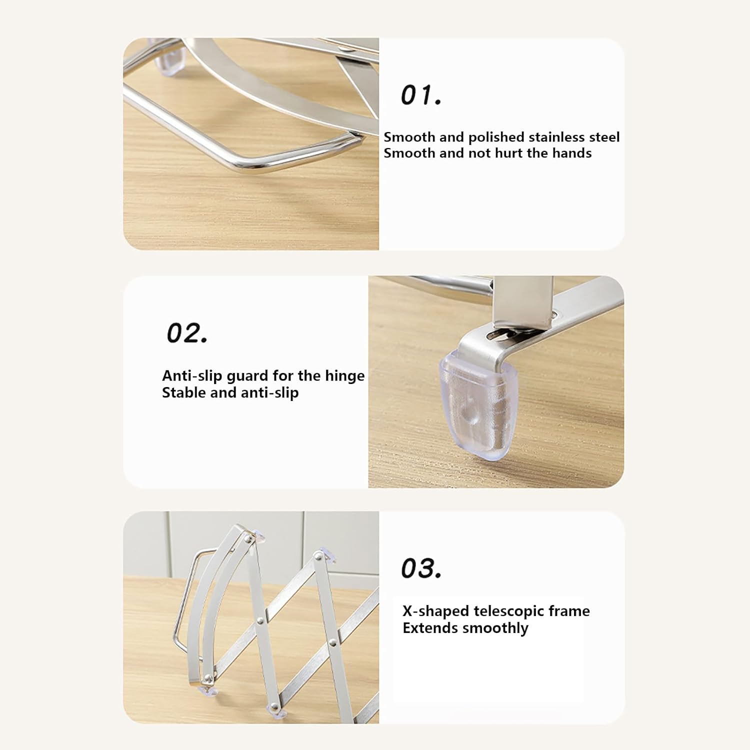 Adjustable Stainless Steel Trivet with Secure Base for Cookware and Hot Dishes Up to 10.6 Inches