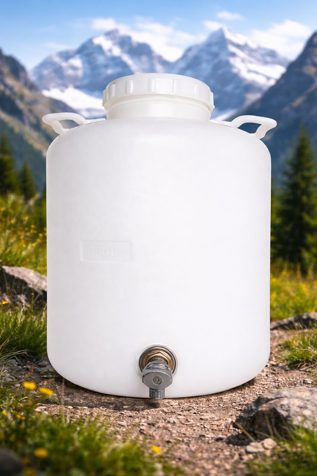 Bidon con Grifo Metálico | Bidón Agua 20 Litros Apto para Uso Alimentario y ADR | Tapa con Cierre Hermético | Polietileno (PEHD), Resistente, Seguro, Estable