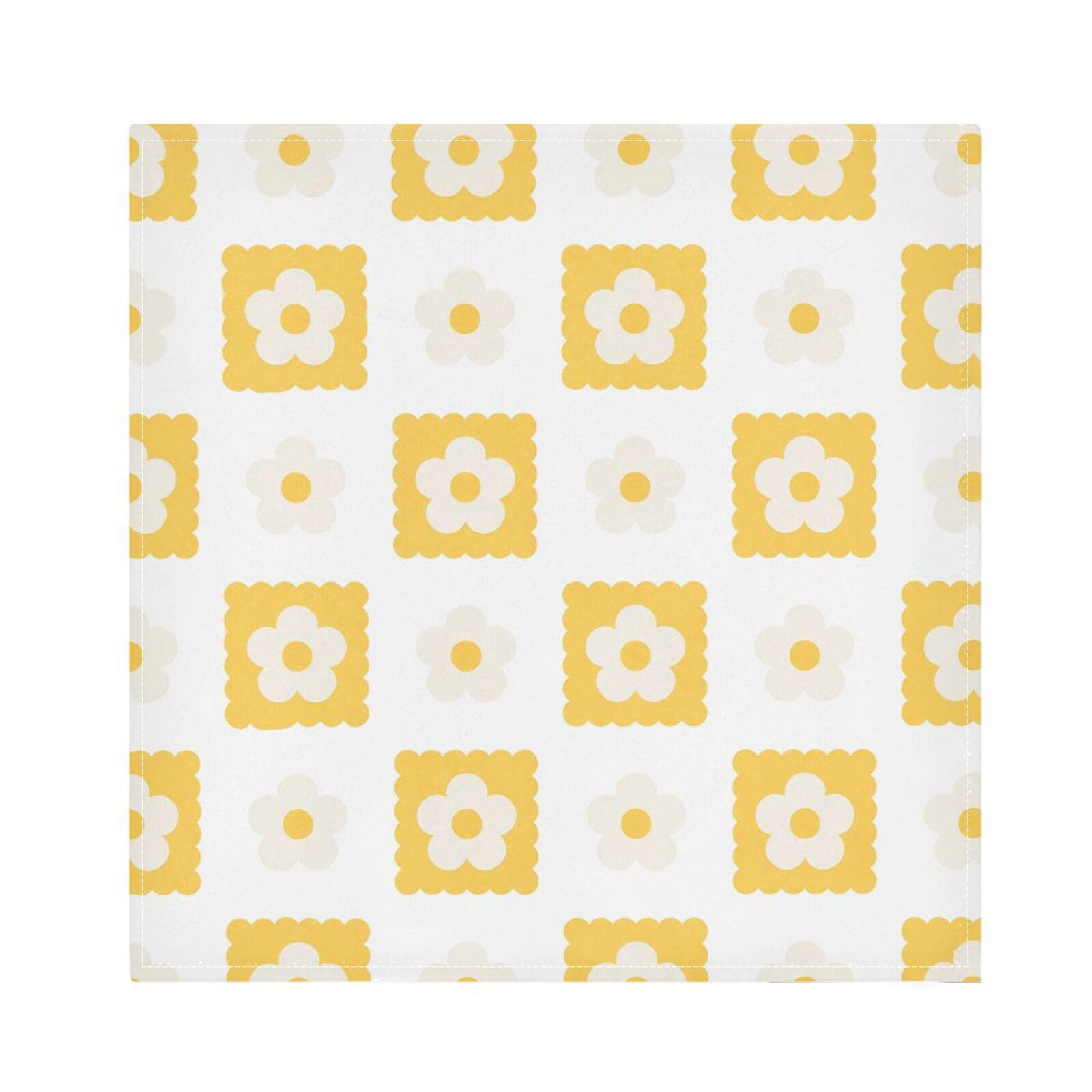Ttgoth Daisy Cloth Napkin Set of 6 Washable & Reusable Dinner Napkins for Dining Table, Banquets, Wedding, Party, 50x50 cm
