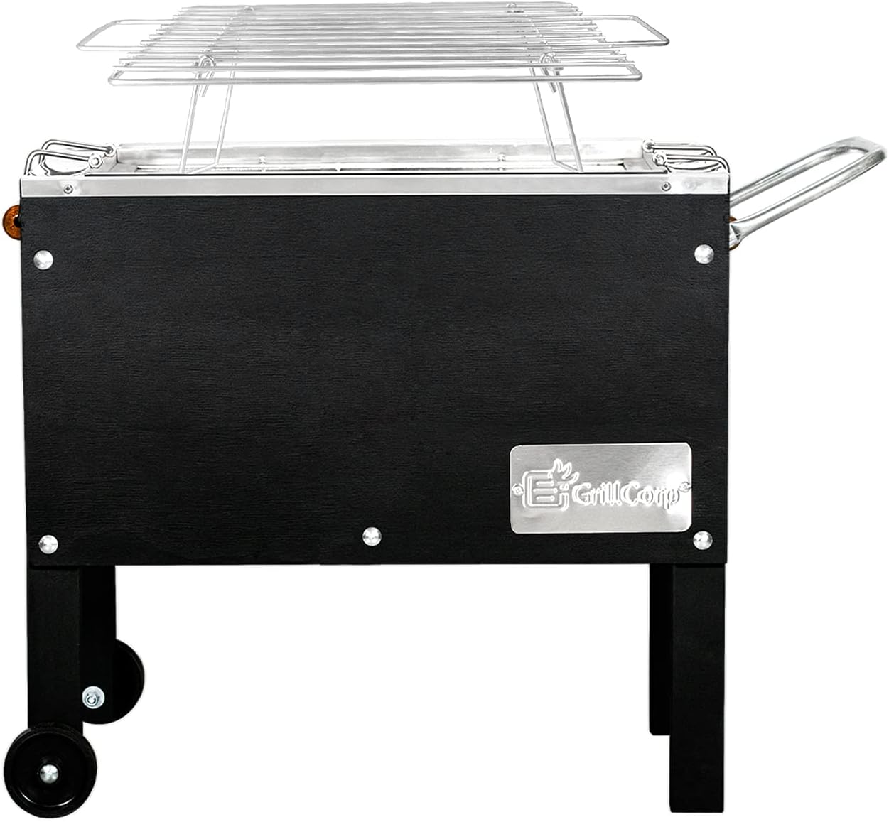 Caja China SMALL, Roasting Box - 2 in 1 System, Roasting Box with Front Wheels, Stainless Steel, Chinese Box Grill, Pig Roaster Box, Pizza Box Grill, Black.