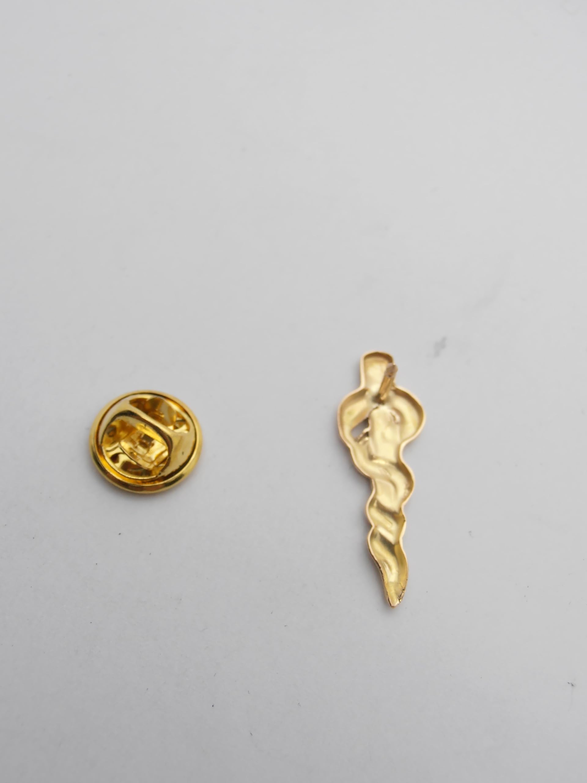 Bastone di Esculapio : Spilla da giacca in Oro Giallo 18 Kt (750 millesimi) - Asclepio - Medici - Medicina - Dottoressa - Dottori - Dottore - Simbolo