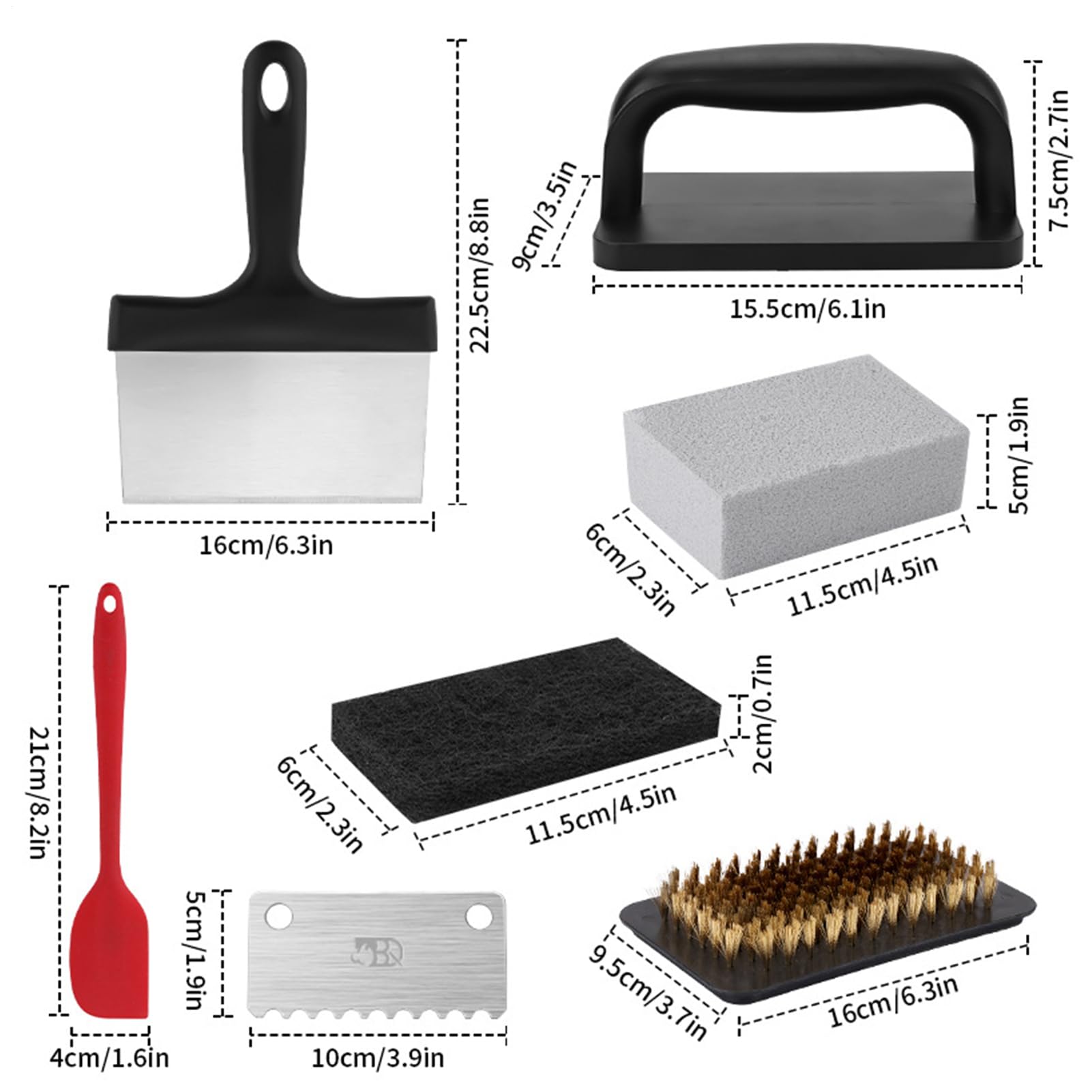 Kit per la pulizia della pietra della piastra, cuscinetti resistenti per griglia, 24,5 x 17 x 11 cm, utensili da cucina multiuso, per la pulizia del barbecue, picnic, spiaggia, accessori da campeggio