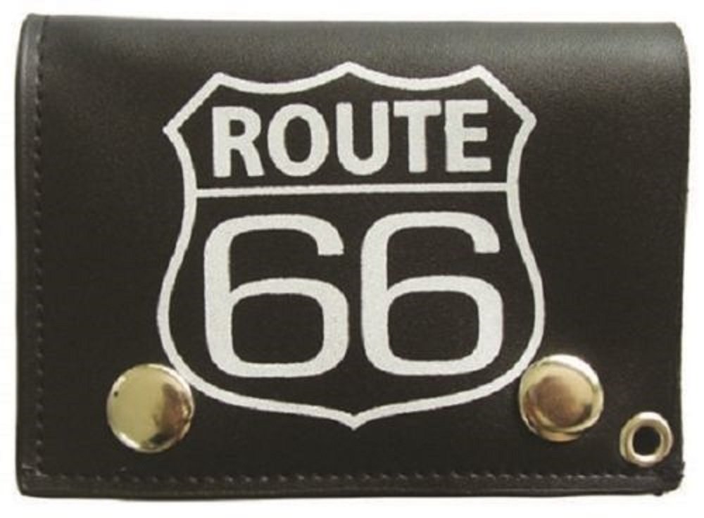 AES Route RTE 66 Black Genuine Leather Wallet With Detachable Chain (4 Inch) – Biker Style Billfold With ID Slot - View #7