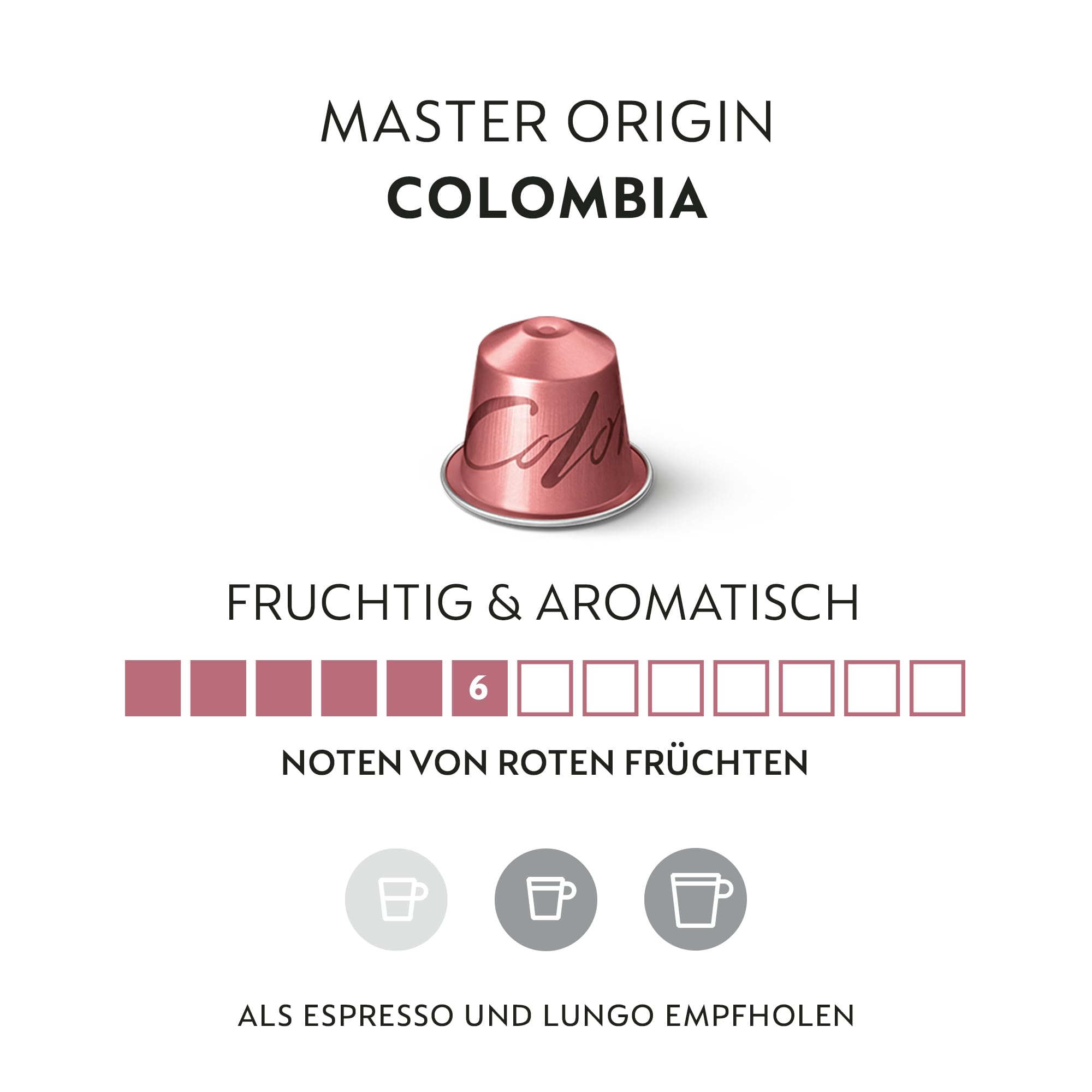 NESPRESSO ORIGINAL Colombia 100 Kaffeekapseln | Arabica Kaffee aus Kolumbien, Mittlere Röstung, Intensität 6, Ideal für Espresso & Lungo