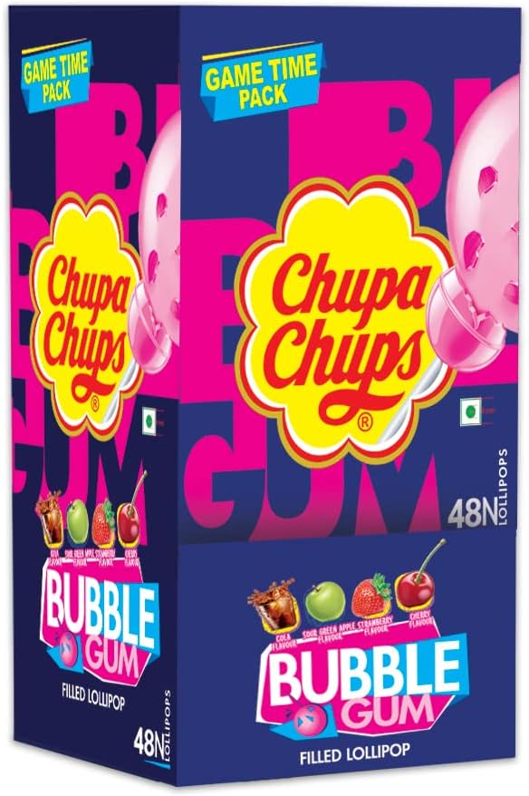 Chupa Chups Gum Filled Lollipop Game-Time Pack, Cherry
