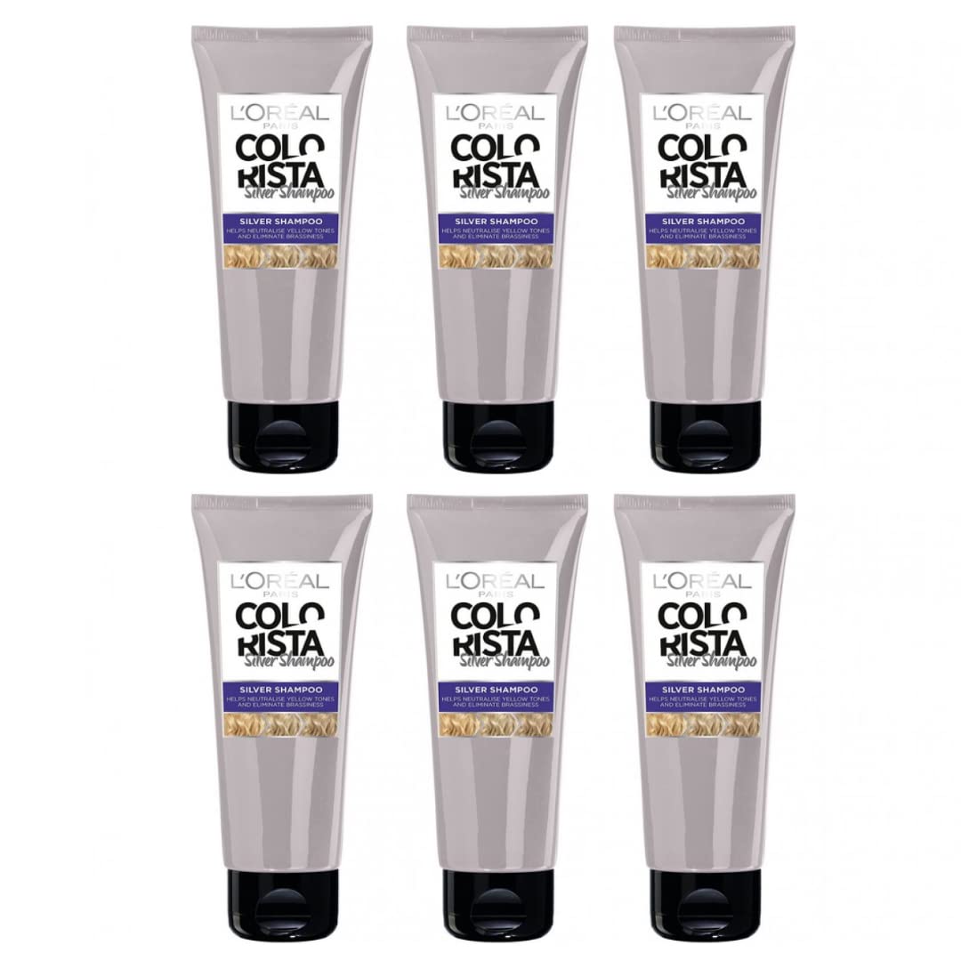 L'Oréal Paris Colorista Silver Shampoo 200ml – 6er Pack, Violette Formel Für Blonde & Graue Haare