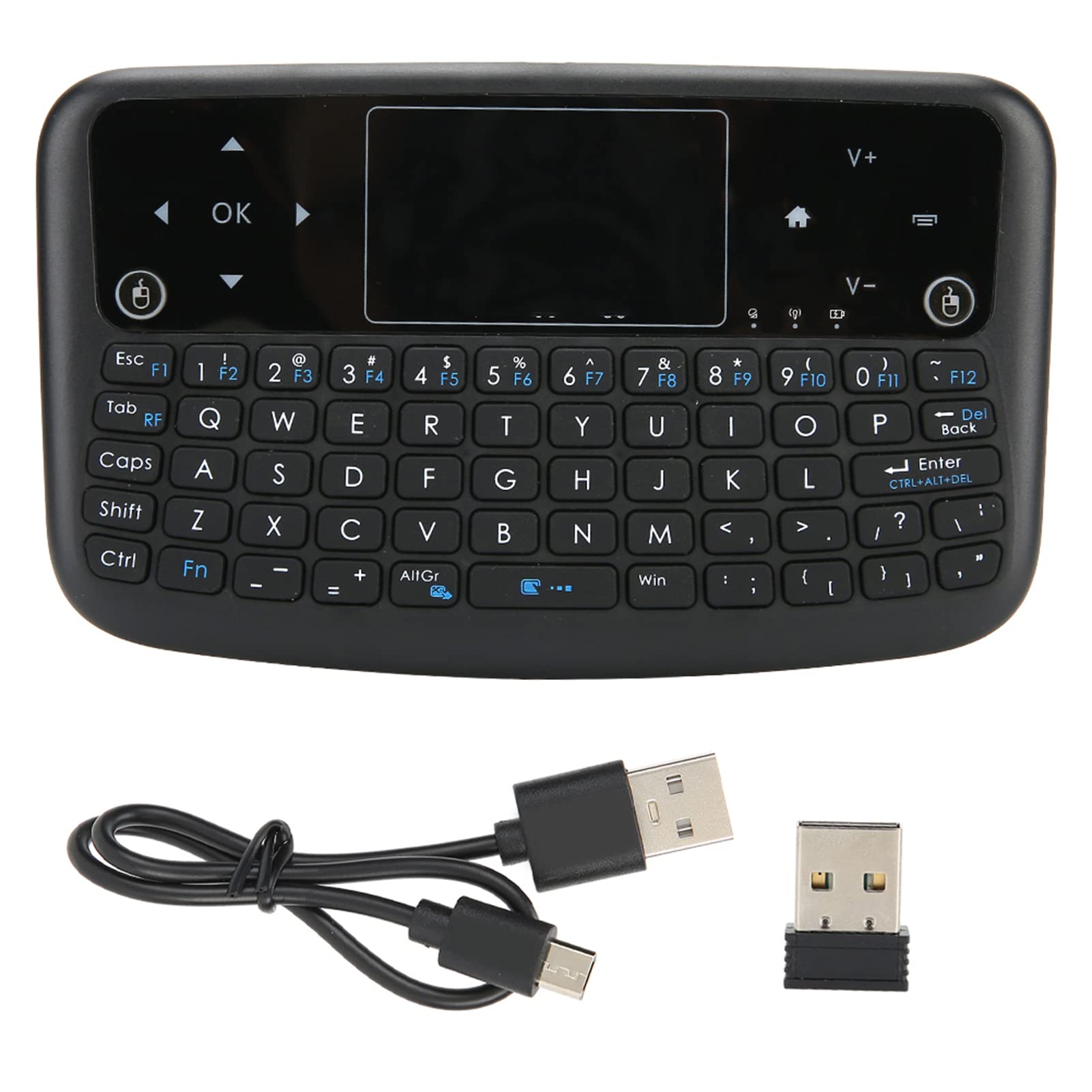 Denash 2,4 GHz Wireless-Tastatur, Hintergrundbeleuchtung Touchpad-Tastatur Fernbedienung Maus-Tastatur mit USB-Empfänger für PC, Laptop, Smart TV, HTPC