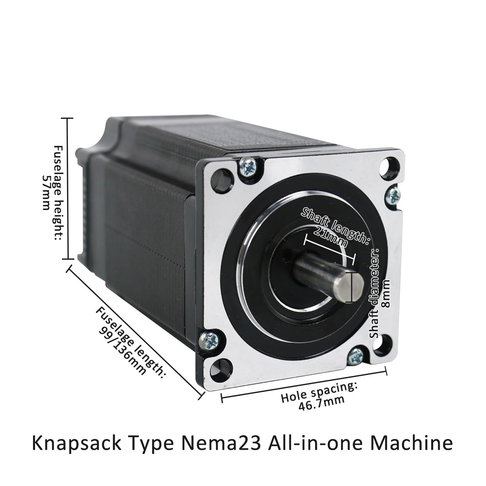 1 x elektroniczny rozrusznik krokowy, zintegrowany 36 V 3/4 A, 2 fazy, sterownik silników z otwartą pętlą Nema23 do maszyny (Nema23, 2 Nm, 8 mm, sterowanie IO)